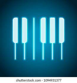 Piano keyboard icon. Horizontal view. Neon style. Light decoration icon. Bright electric symbol