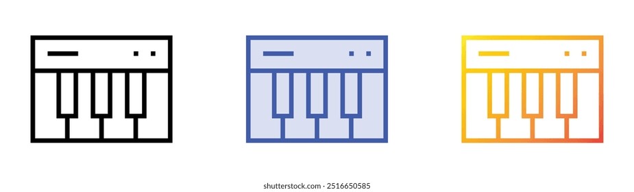 piano keyboard icon. Linear, Blue Fill and Gradient Style Design Isolated On White Background