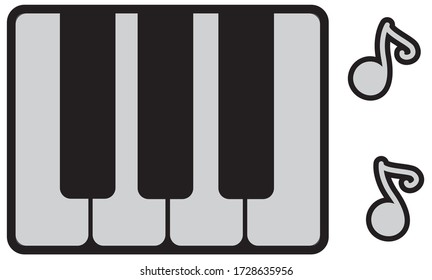 Piano keyboard icon music musical instruments sticker vector