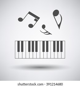 Piano keyboard icon on gray background with round shadow. Vector illustration.