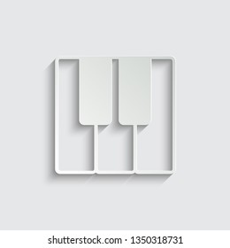 Piano keyboard icon. Outline piano Icon with shadow on a grey background