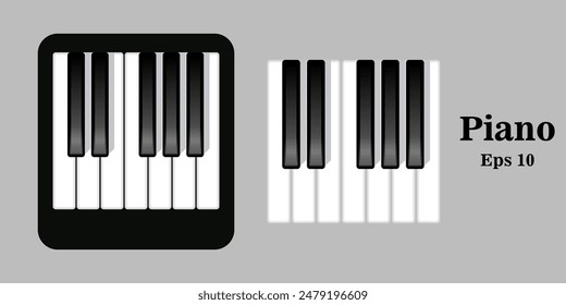 Piano keyboard icon. Simple illustration of grand piano key vector icons for web. Eps 10. Synthesizer