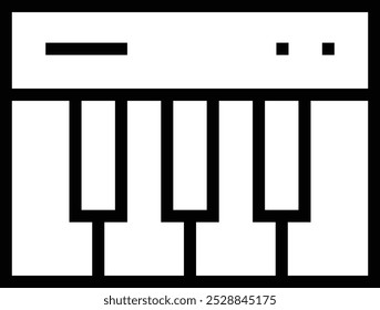 Icono de teclado de piano. Diseño de estilo lineal delgado aislado sobre fondo blanco