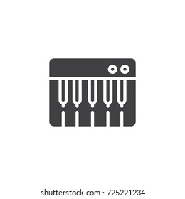 Piano keyboard icon vector, filled flat sign, solid pictogram isolated on white. Midi controller symbol, logo illustration.