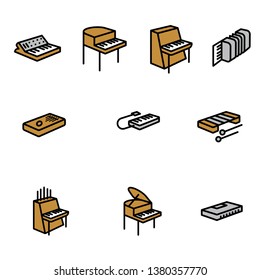 piano and keyboard icon vector set