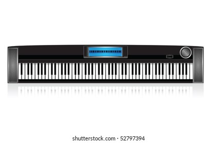 Piano Keyboard Isolated on White Stock Vector Royalty Free