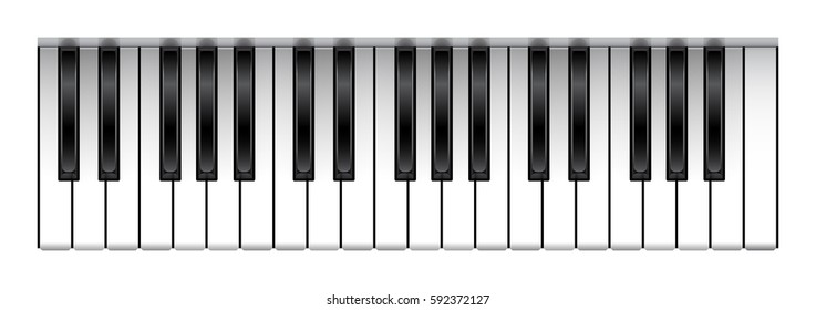 Piano Keyboard Keys with 37 keys, two octaves. Midi keyboard.