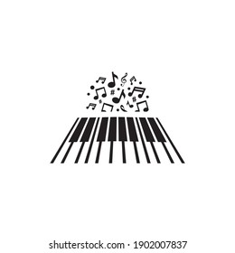 Piano keyboard logo design vector template