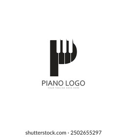 Piano keyboard logo design vector template