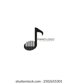 Piano keyboard logo design vector template