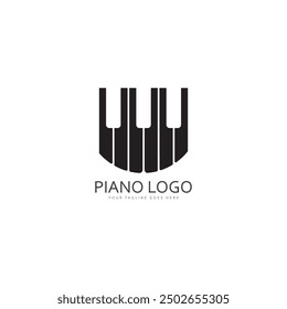Piano keyboard logo design vector template
