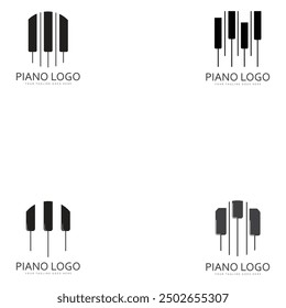 Piano keyboard logo design vector template