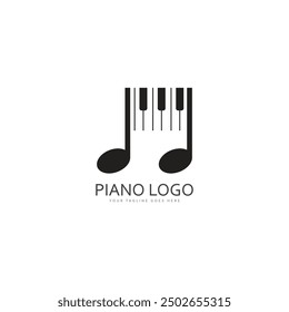 Piano keyboard logo design vector template
