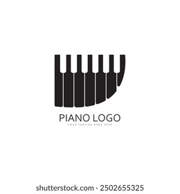 Piano keyboard logo design vector template