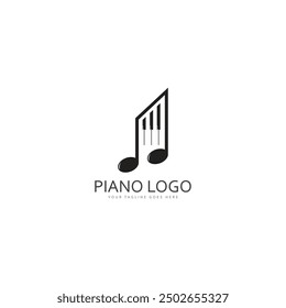 Piano keyboard logo design vector template