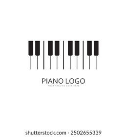 Piano keyboard logo design vector template