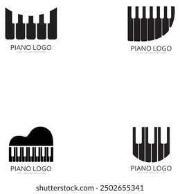 Piano keyboard logo design vector template