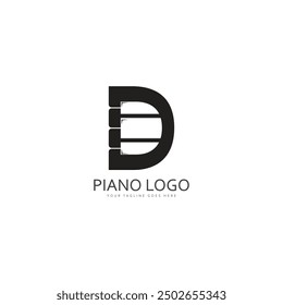 Piano keyboard logo design vector template