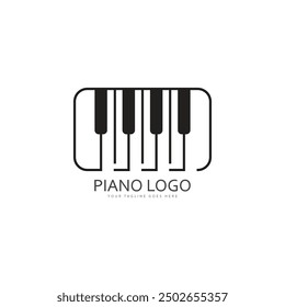 Piano keyboard logo design vector template