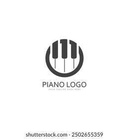 Piano keyboard logo design vector template