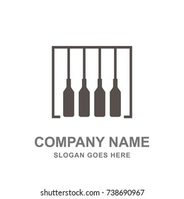 Piano Keyboard Music Studio Bottle Logo Vector Icon