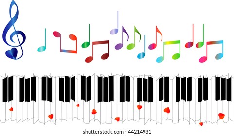 Piano Keyboard On White Background Notes Stock Vector Royalty Free Shutterstock