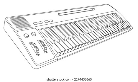 piano keyboard outline drawing in eps10