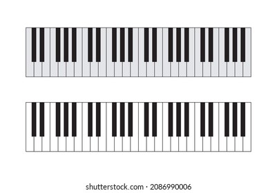 Piano keyboard. Outline keyboard for music. Keys of synthesizer. Piano top view. Icon of black and white keys of instrument. Pictogram illustration for jazz, orchestra, pianoforte, school. Vector