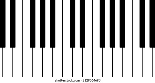 Piano keyboard pattern. Vector background with black and white keys. Editable template.