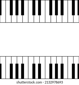 Klaviertastatur nahtlos wiederholendes Muster. Vektorhintergrund mit schwarz-weißen Schlüsseln und weißem Leerraum für Design. Bearbeitbare Vorlage.