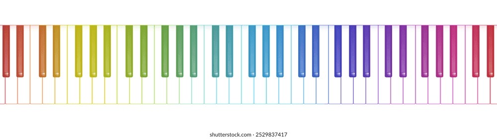 Klaviertastatur nahtlos. Draufsicht. Farbige Klaviertasten. Musikinstrument. Vektorgrafik EPS 10