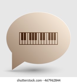Piano Keyboard sign. Brown gradient icon on bubble with shadow.
