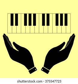 Piano Keyboard  sign. Flat style icon vector illustration.