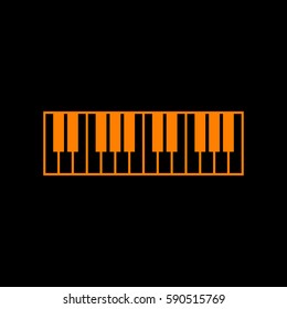 Piano Keyboard sign. Orange icon on black background.