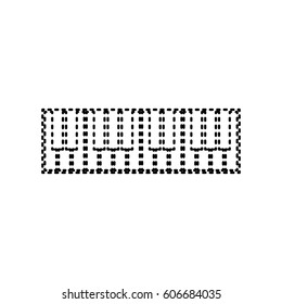 Piano Keyboard sign. Vector. Black dashed icon on white background. Isolated.