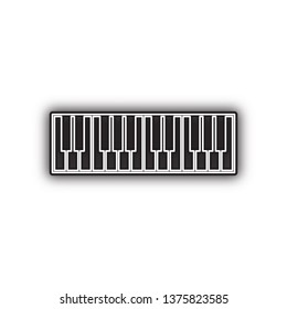 Piano Keyboard sign. Vector. Double contour black icon with soft shadow at white background. Isolated.