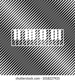Piano Keyboard sign. Vector. Icon. Hole in moire background.