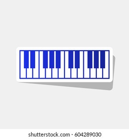 Piano Keyboard sign. Vector. New year bluish icon with outside stroke and gray shadow on light gray background.