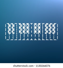 Piano Keyboard sign. Vector. White textured icon at lapis lazuli gradient background.