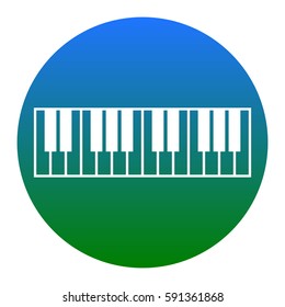 Piano Keyboard sign. Vector. White icon in bluish circle on white background. Isolated.