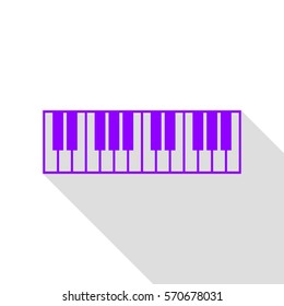 Piano Keyboard sign. Violet icon with flat style shadow path.