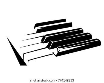piano keyboard simple black and white vector design
