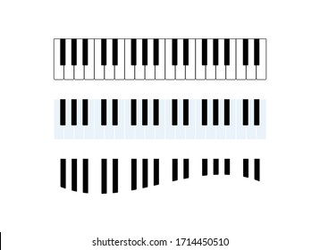 Piano keyboard simple icon set vector. Piano keys curved icon set vector. Piano keyboard musical instrument vector icon. Piano vector isolated on a white background