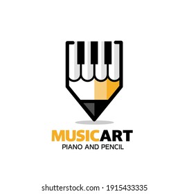 Piano Keyboard Symbols Pencil Abstract Music Stock Vector
