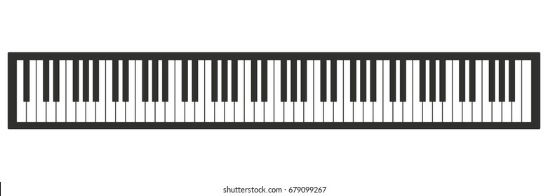 Piano keyboard vector illustration. 88 keys of piano.