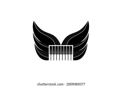 piano keyboard wings logo design