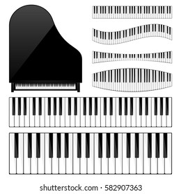 Piano with keyboard,key. Musical background. Melody. Instrument. Set. Sound. Classical instrument.