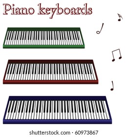 piano keyboards against white background, abstract vector art illustration