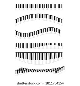 Piano Keyboards Curved Line Different Types Shape Set Classical Musical Instrument Concept for Graphic Web Design. Vector illustration