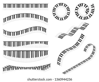 Piano Keyboards Line Different Types Shape Set Classical Musical Instrument Concept for Graphic Web Design. Vector illustration